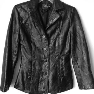 Milan Leather-Black Patchwork Leather Jacket